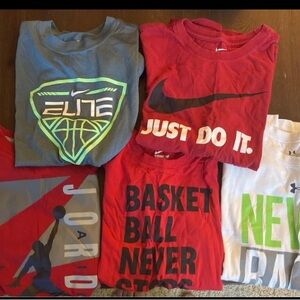 Boys Lot of 5 Large T-shirts Nike and Under Armour